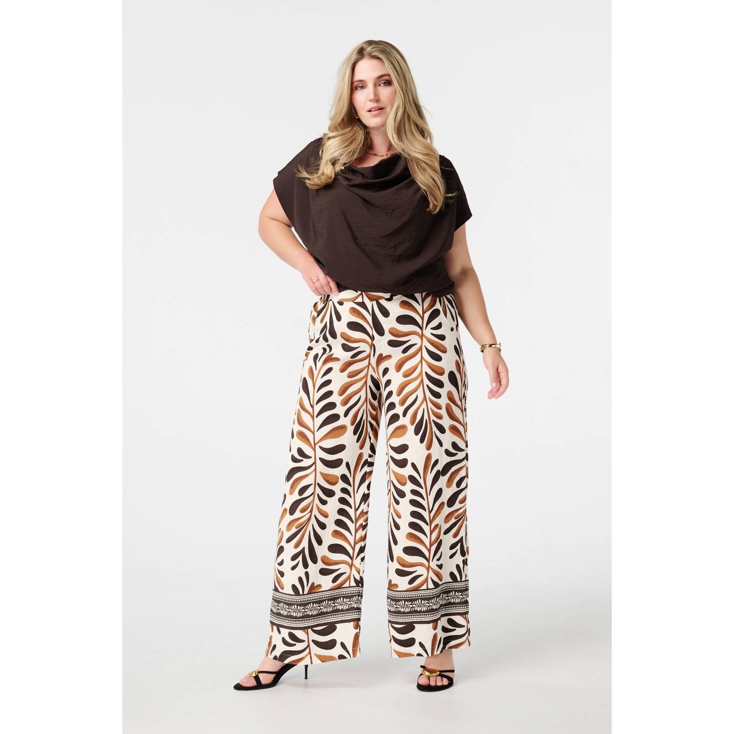 MS Mode wide leg regular waist casual broek multi
