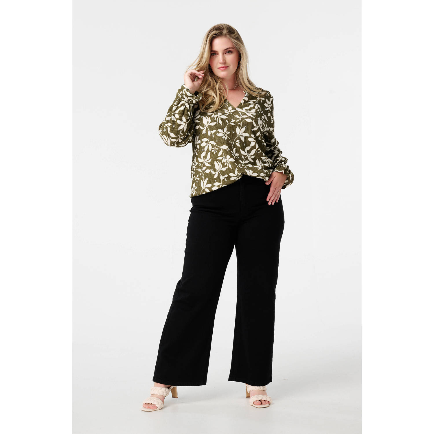 MS Mode blousetop lichtkaki