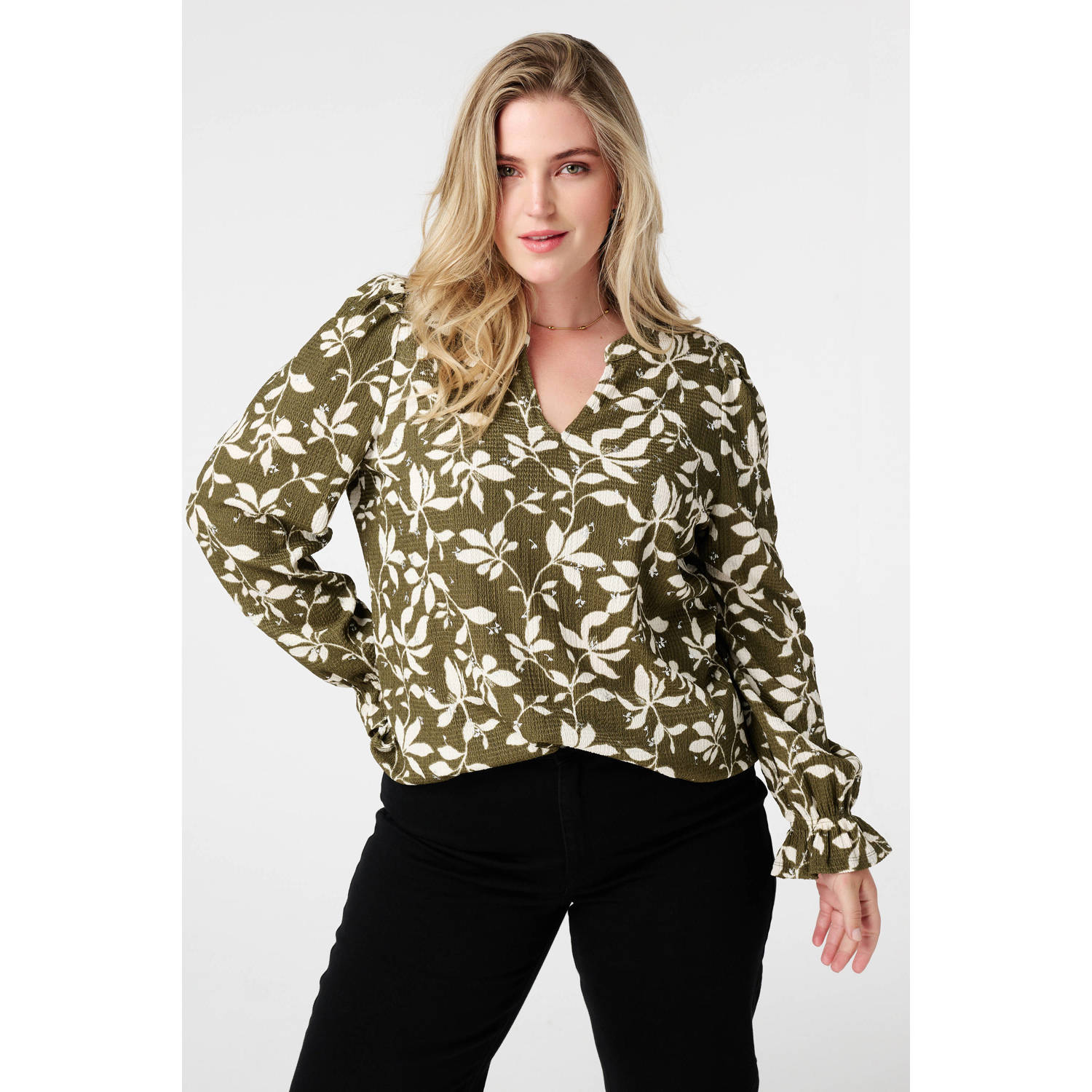 MS Mode blousetop lichtkaki