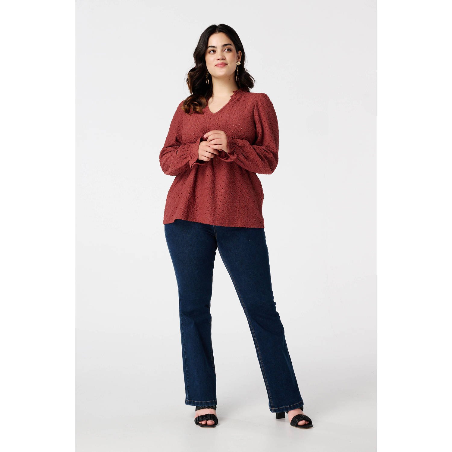 MS Mode blousetop roodbruin
