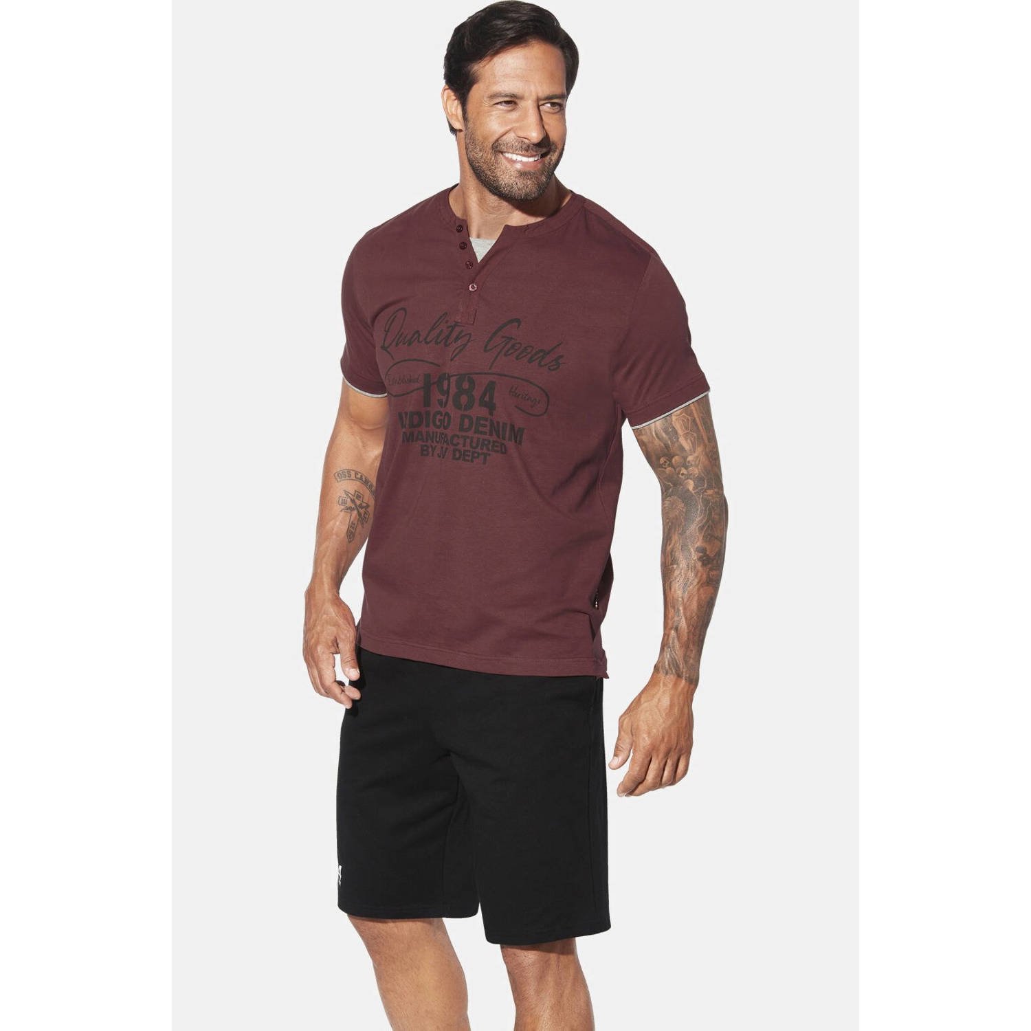 Jan Vanderstorm loose T-shirt NANTE Plus Size donkerrood