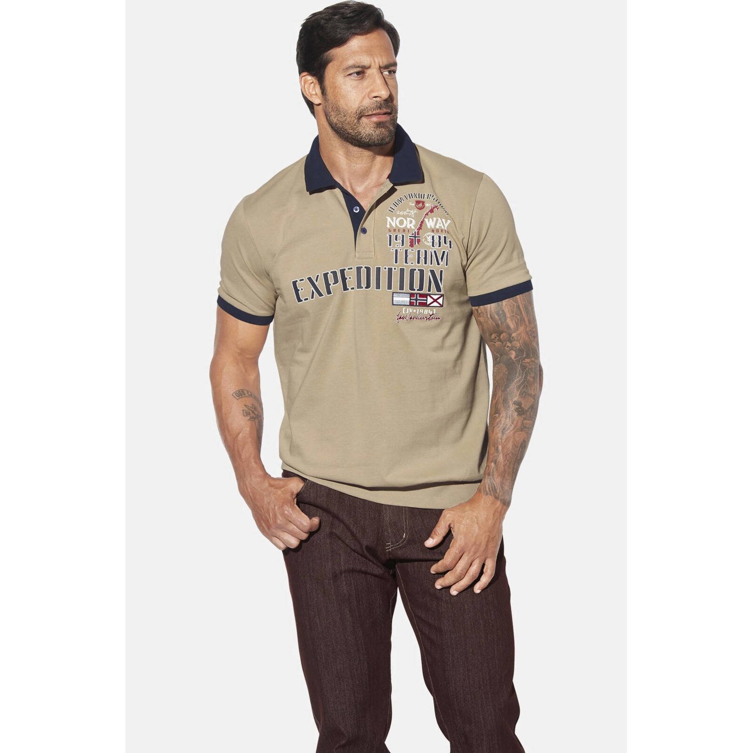 Jan Vanderstorm loose polo ERLING Plus Size beige