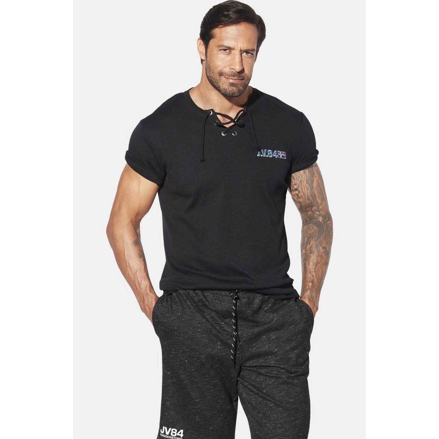 Jan Vanderstorm loose T-shirt MAYKO Plus Size grijs (set van 2)