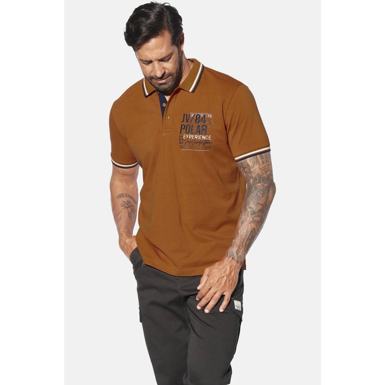 Jan Vanderstorm loose polo FRETU Plus Size donker oranje