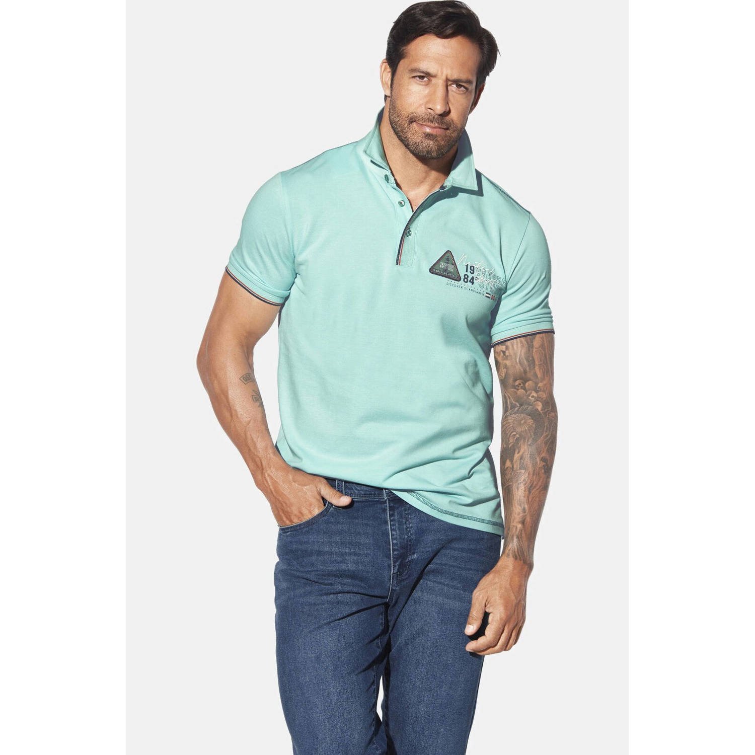 Jan Vanderstorm loose polo KNUTLAND Plus Size lichtblauw