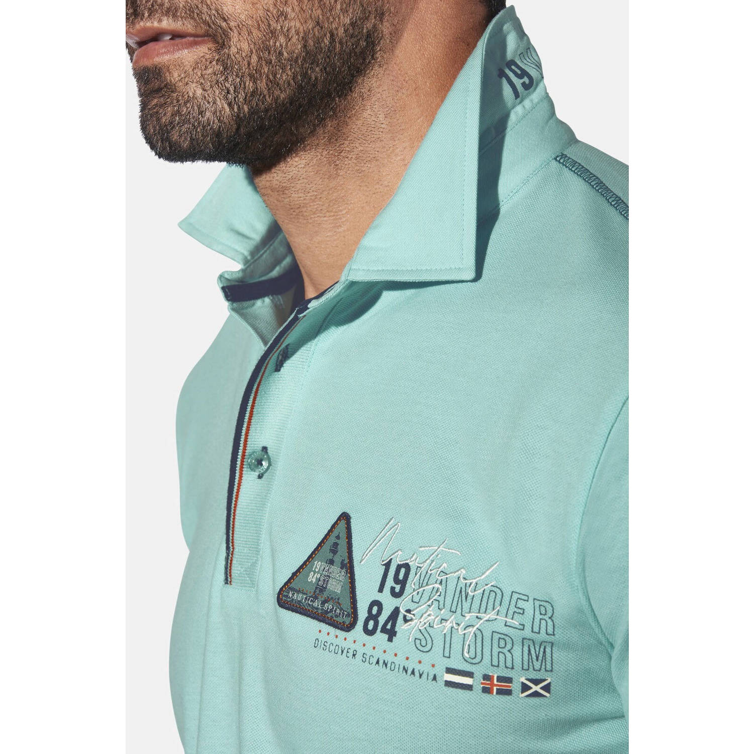 Jan Vanderstorm loose polo KNUTLAND Plus Size lichtblauw
