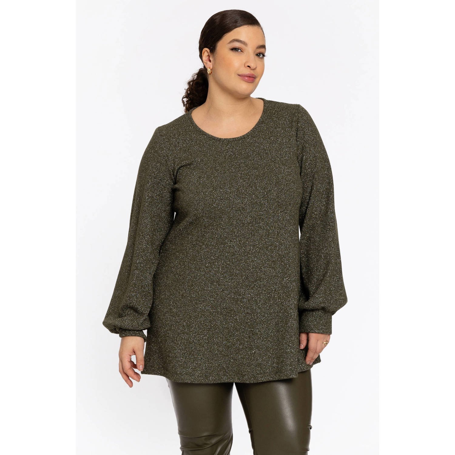 YOEK tuniek donkergroen met lurex