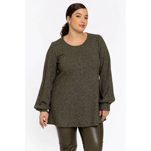 YOEK tuniek donkergroen met lurex afbeelding
