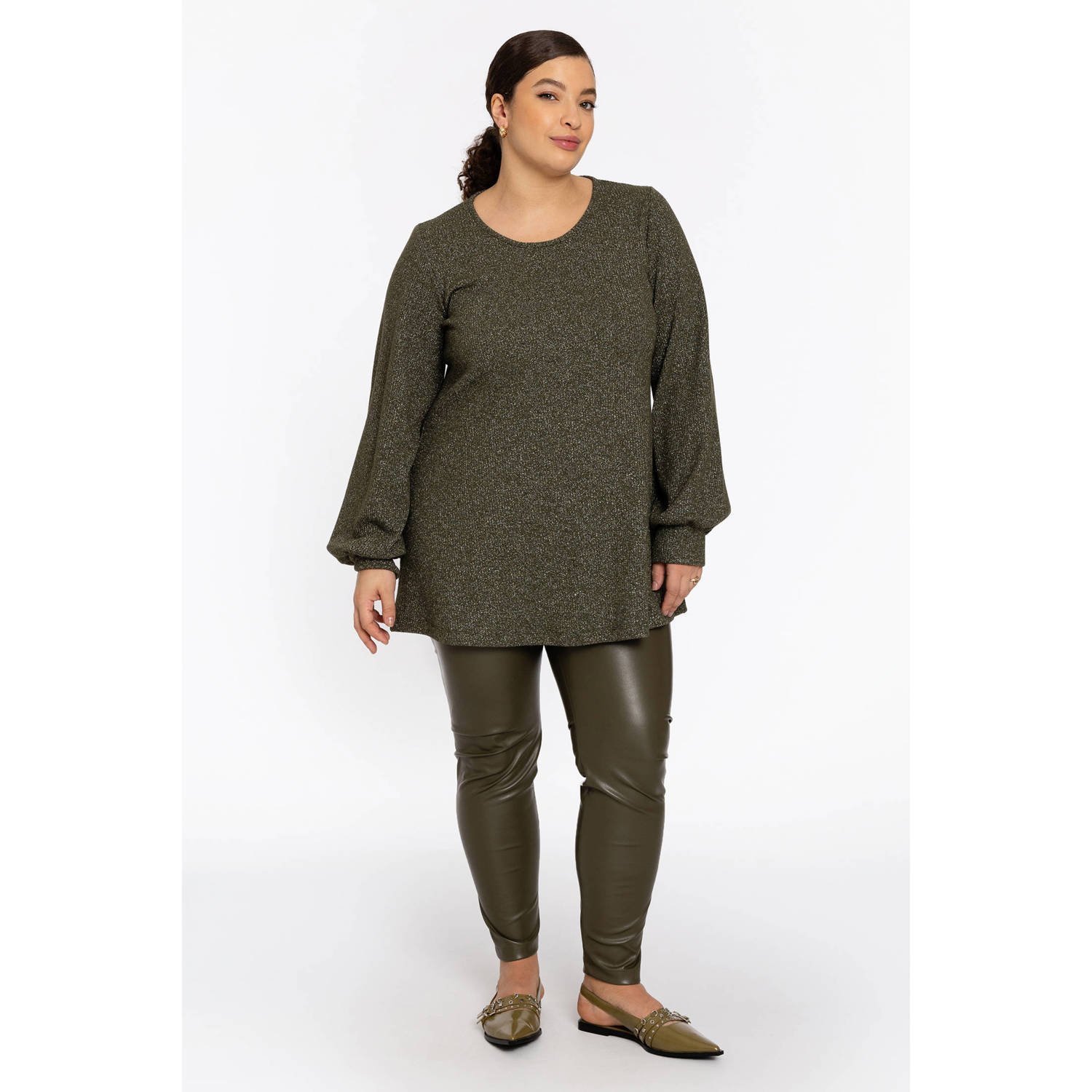 YOEK tuniek donkergroen met lurex