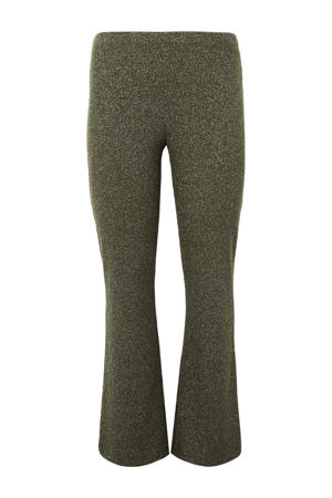 bootcut regular waist broek donkergroen rib gebreid