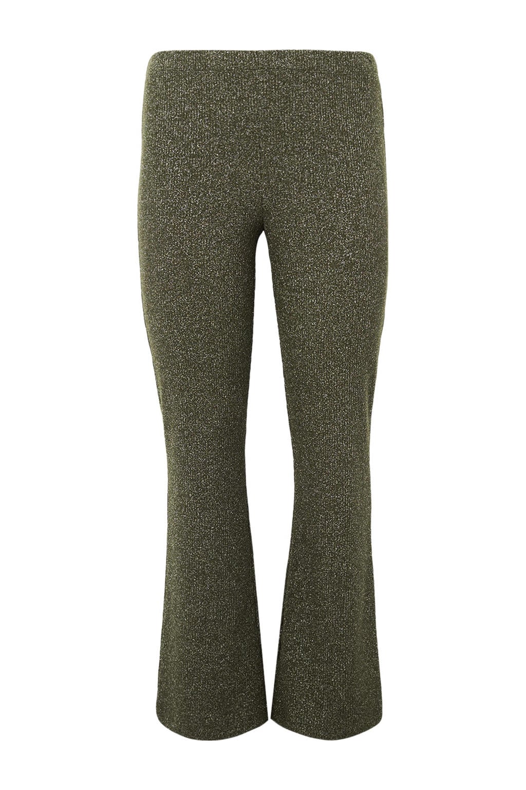YOEK bootcut regular waist broek donkergroen rib gebreid