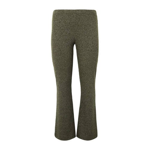 YOEK bootcut regular waist broek donkergroen rib gebreid afbeelding