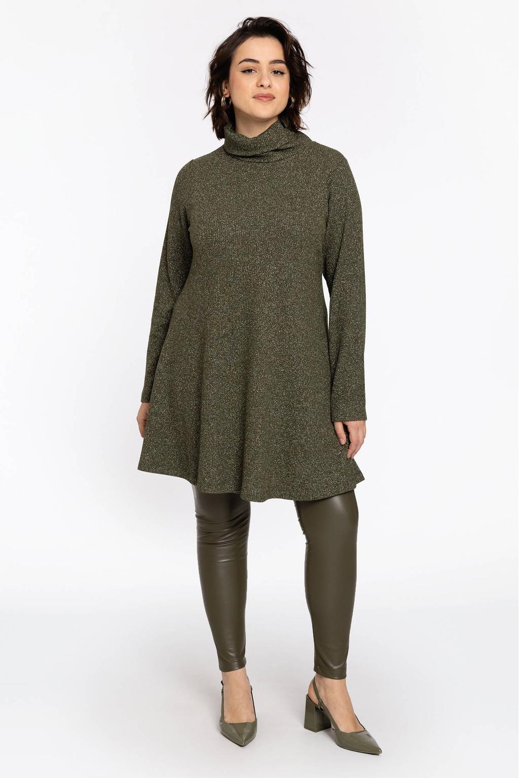 YOEK tuniek donkergroen met lurex