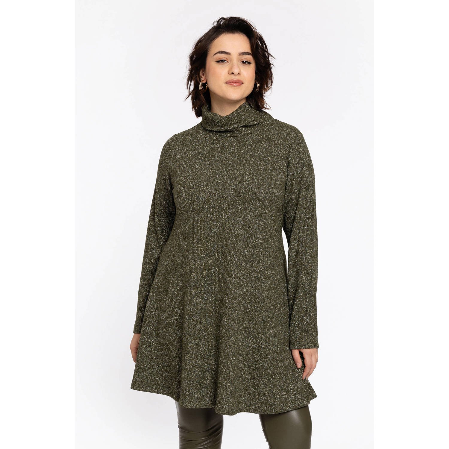 YOEK tuniek donkergroen met lurex