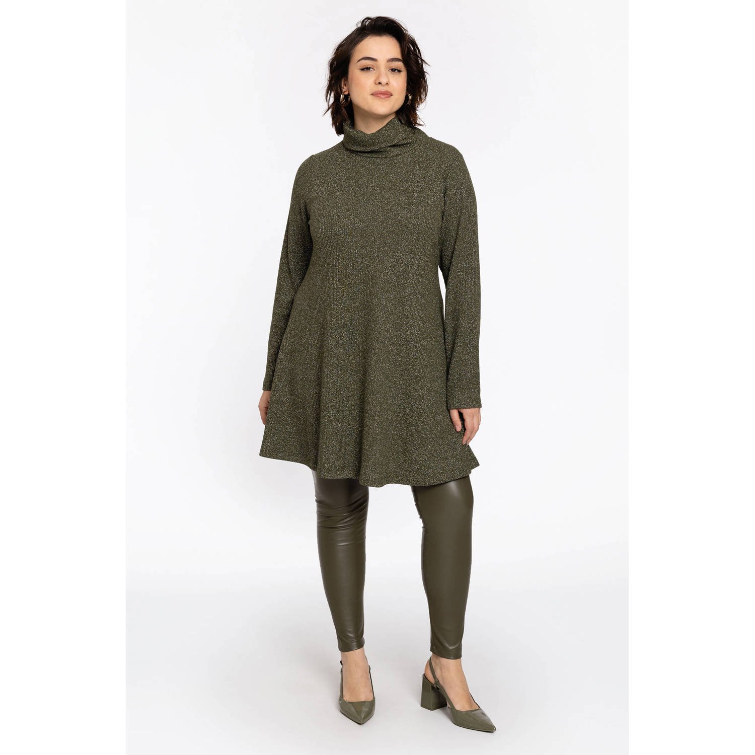 YOEK tuniek donkergroen met lurex