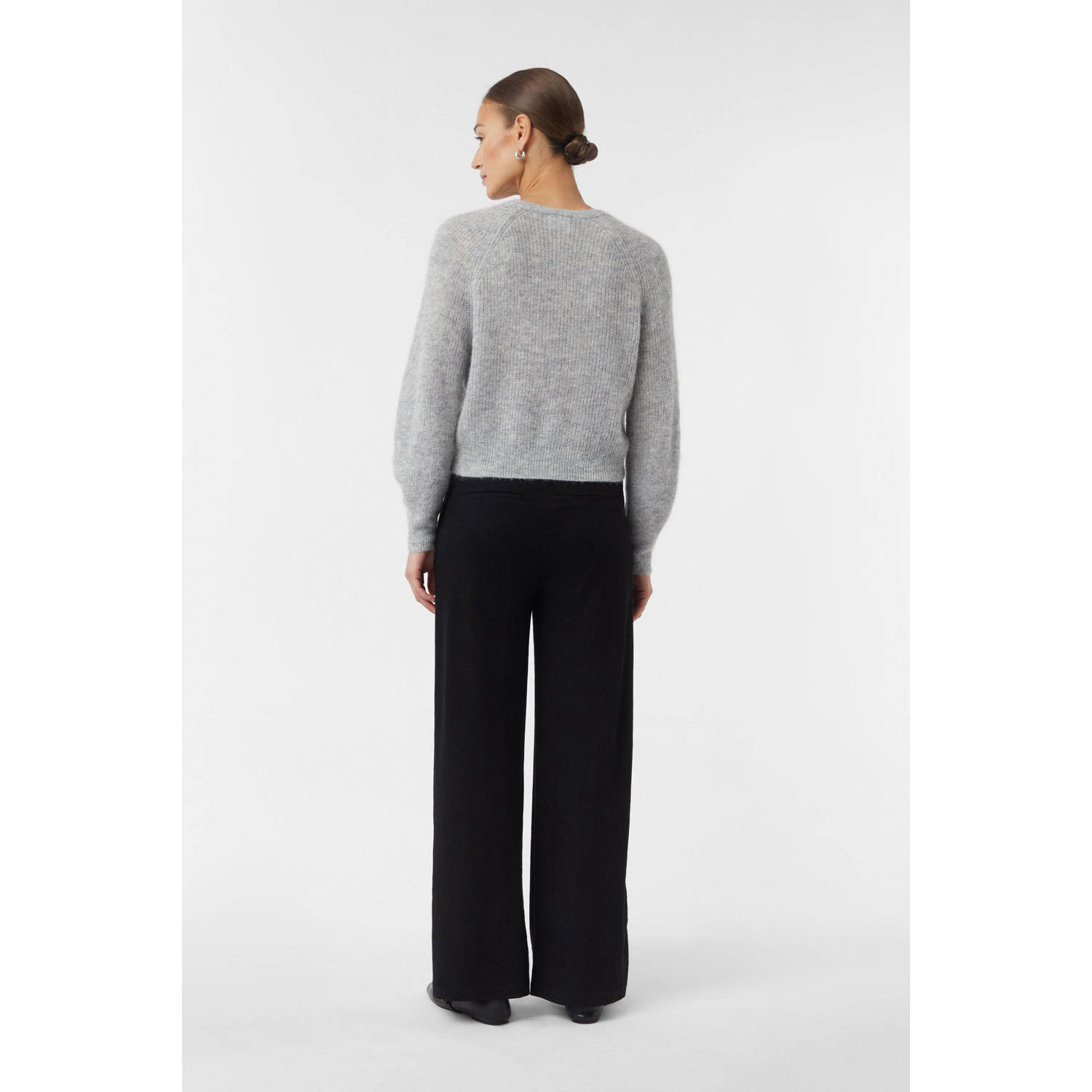 comma casual identity wollen gebreid vest lichtgrijs