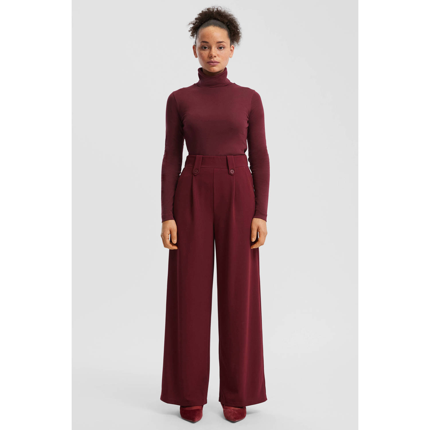 Q S by s.Oliver straight regular waist pantalon donkerrood