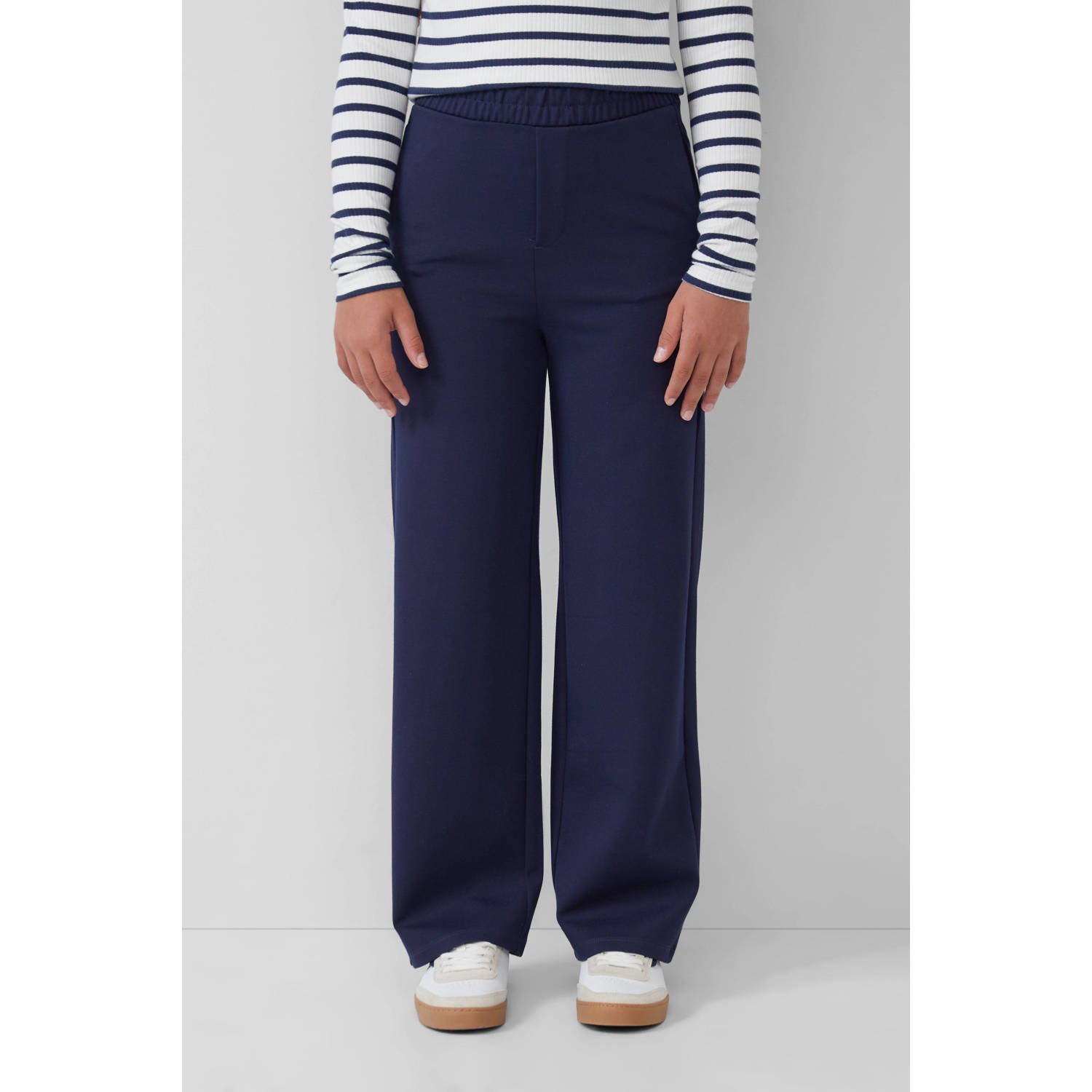 S.Oliver wide leg casual broek donkerblauw