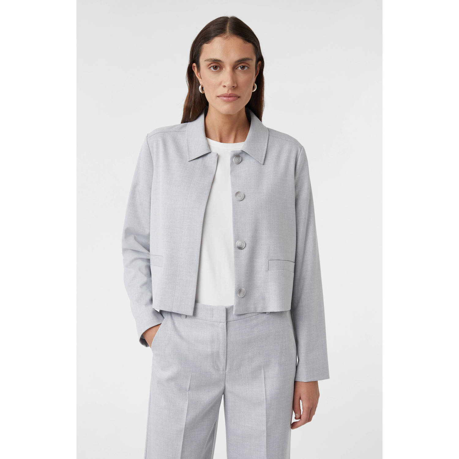 Comma Regular fit blazer met paspelzakken