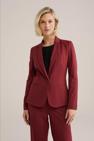 jersey getailleerde blazer donkerrood