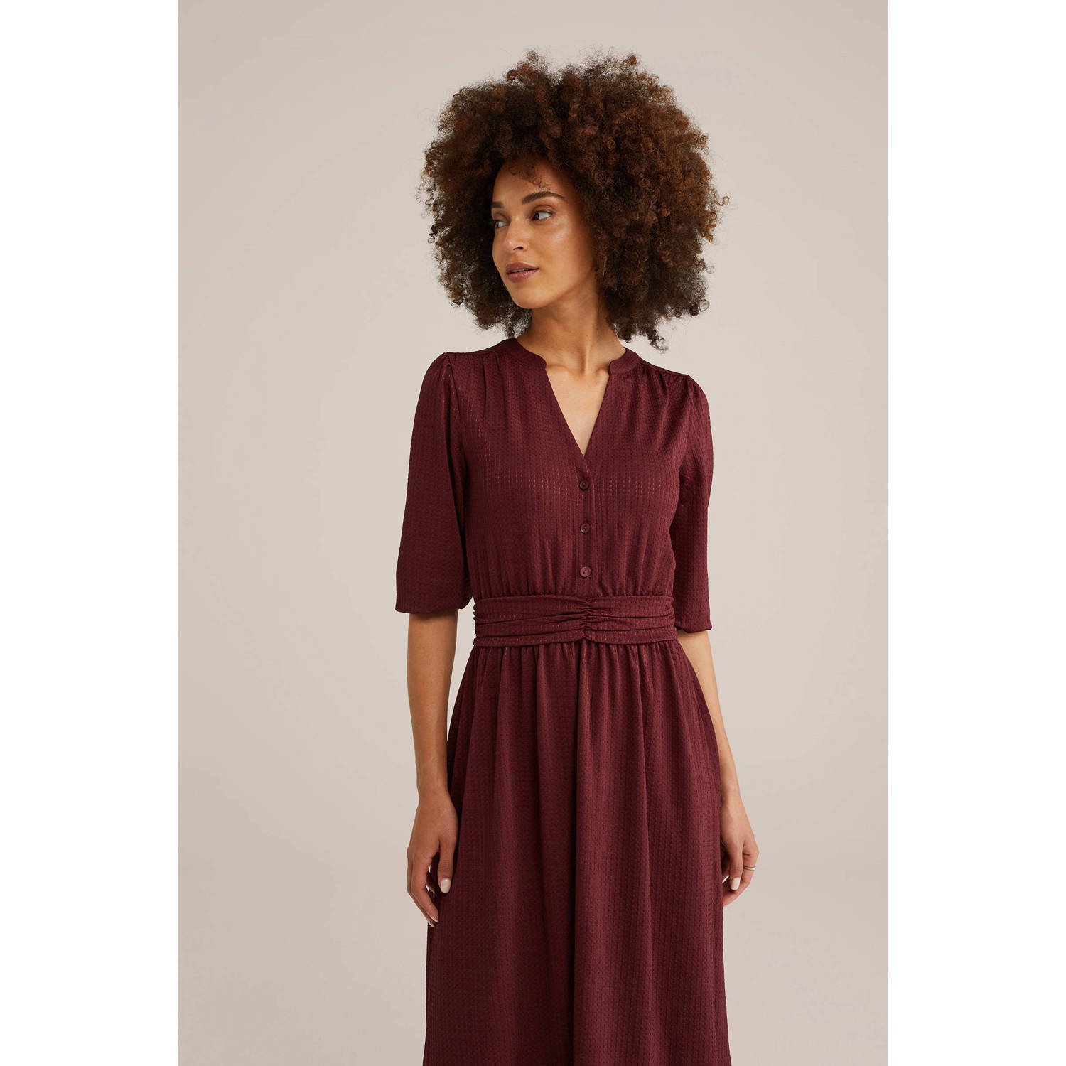 WE Fashion midi jurk donkerrood