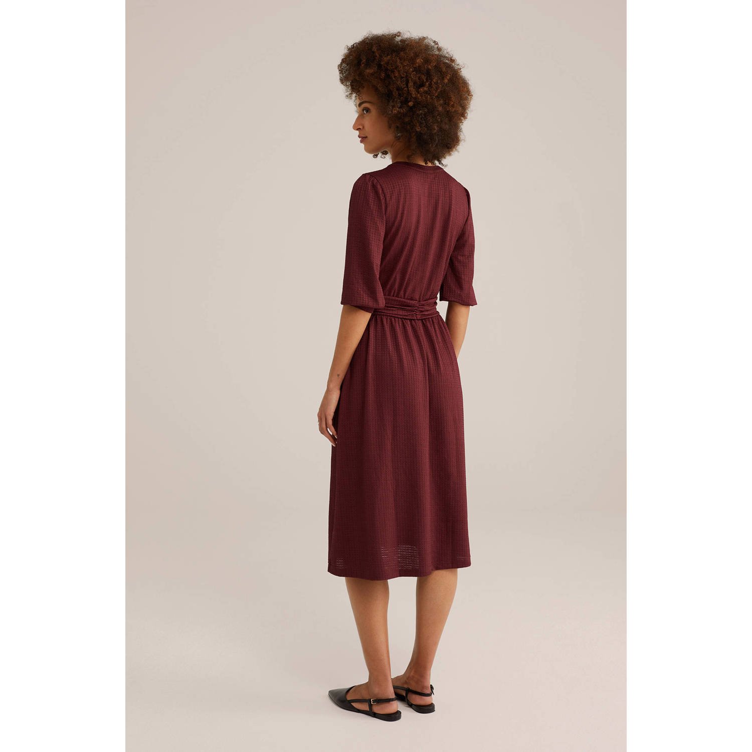 WE Fashion midi jurk donkerrood