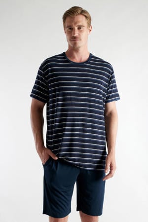 shortama met bamboe donkerblauw