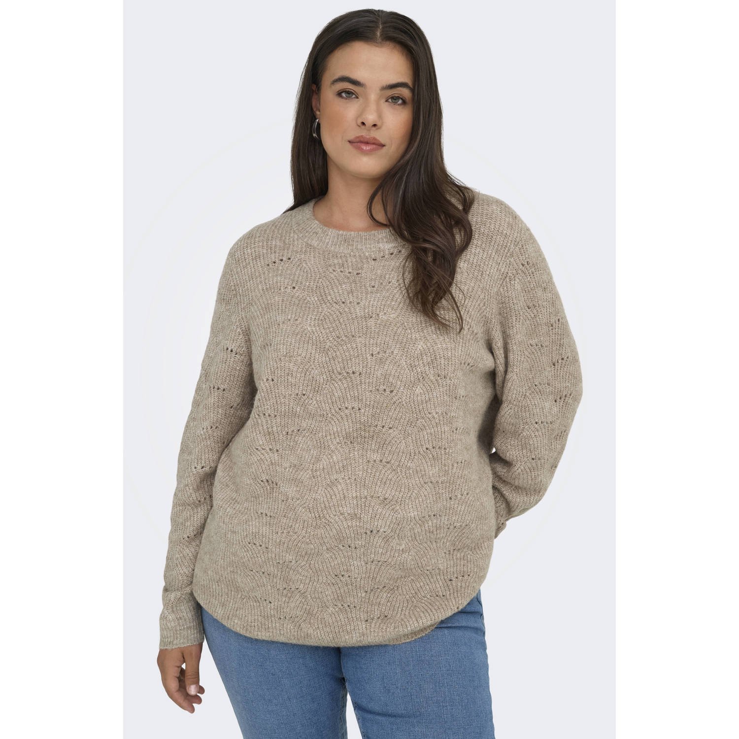 ONLY CARMAKOMA gebreide trui beige