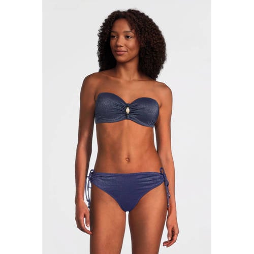BEACHWAVE voorgevormde strapless bandeau bikinitop met lurex donkerblauw afbeelding