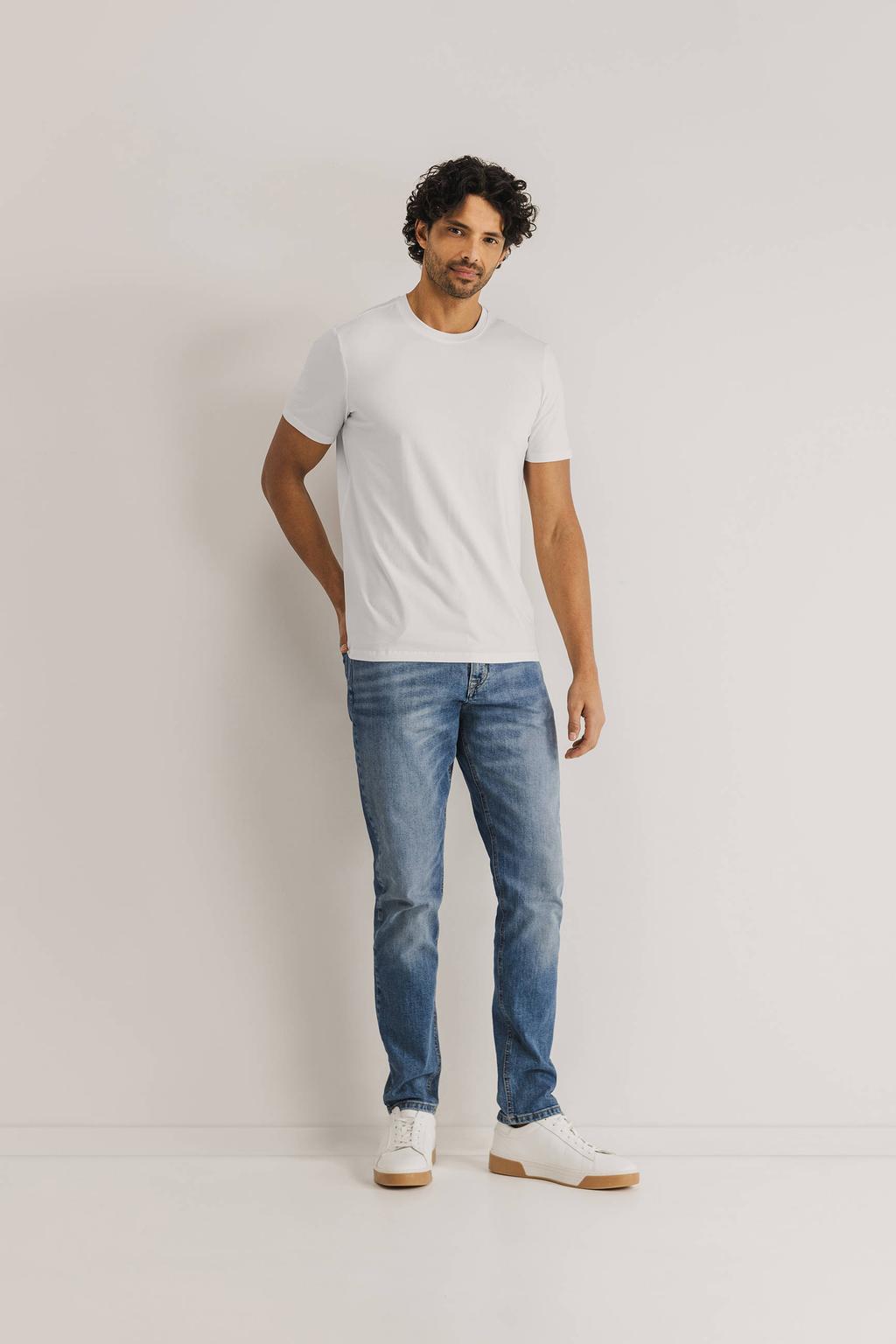 Witte heren State of Art regular T-shirt van katoen met effen, korte mouwen en ronde hals
