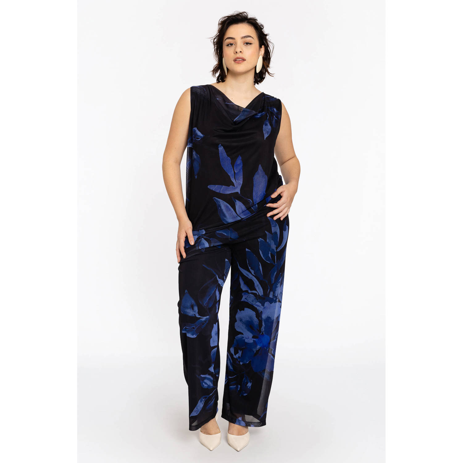 YOEK mesh mouwloze top blauw