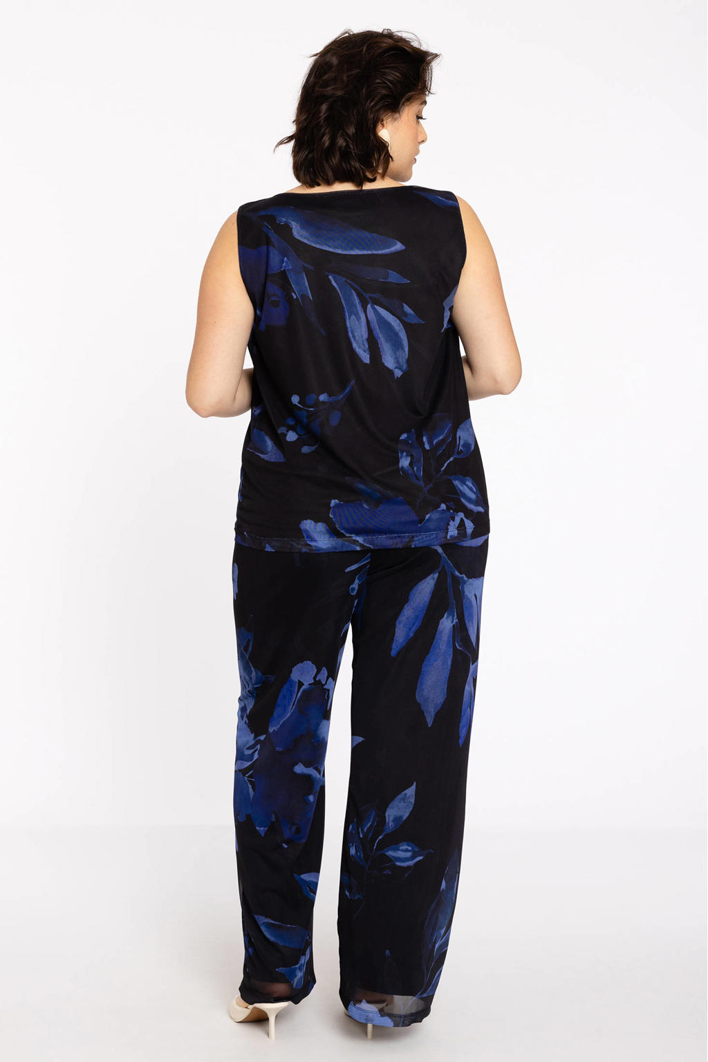 YOEK regular high waist casual broek blauw