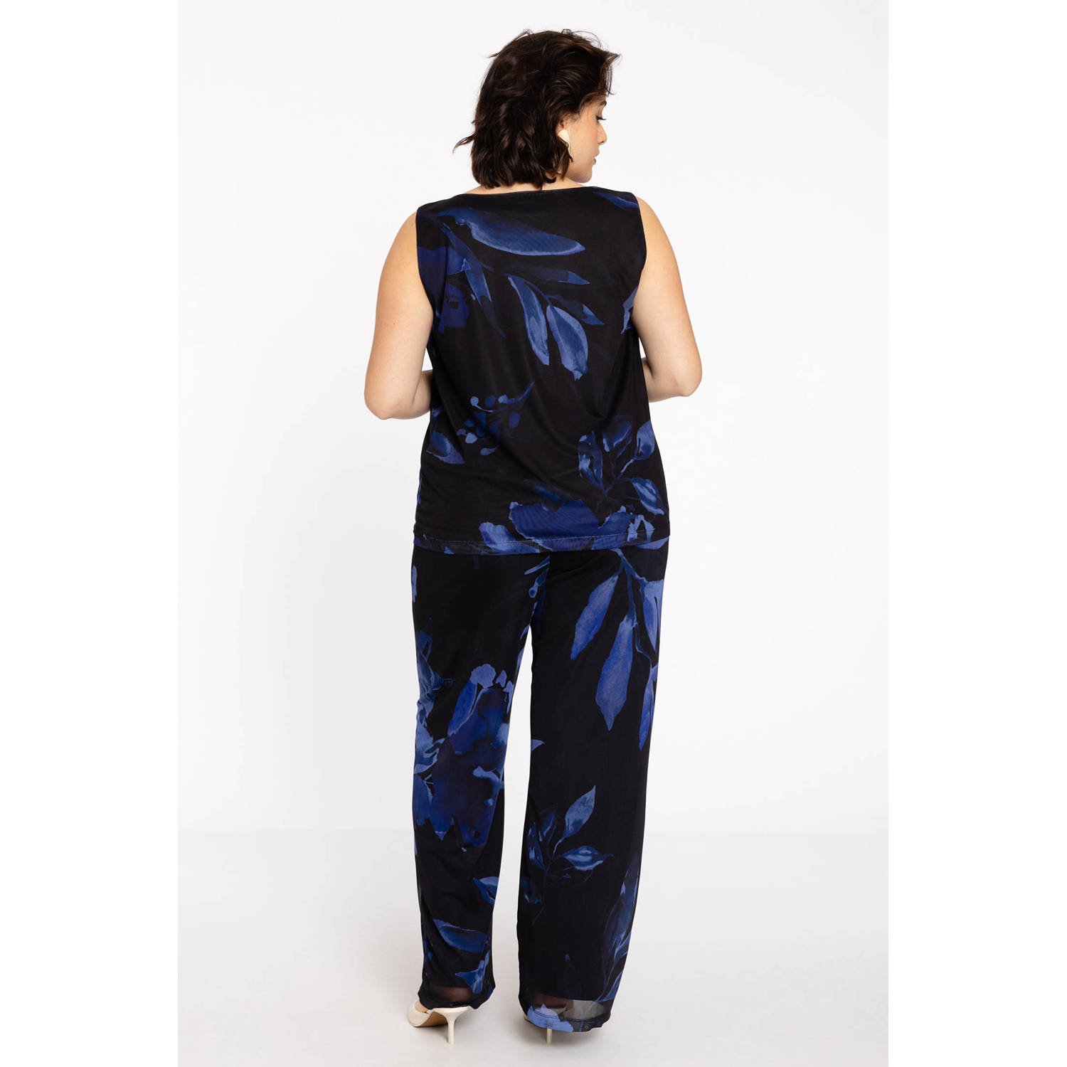 YOEK regular high waist casual broek blauw