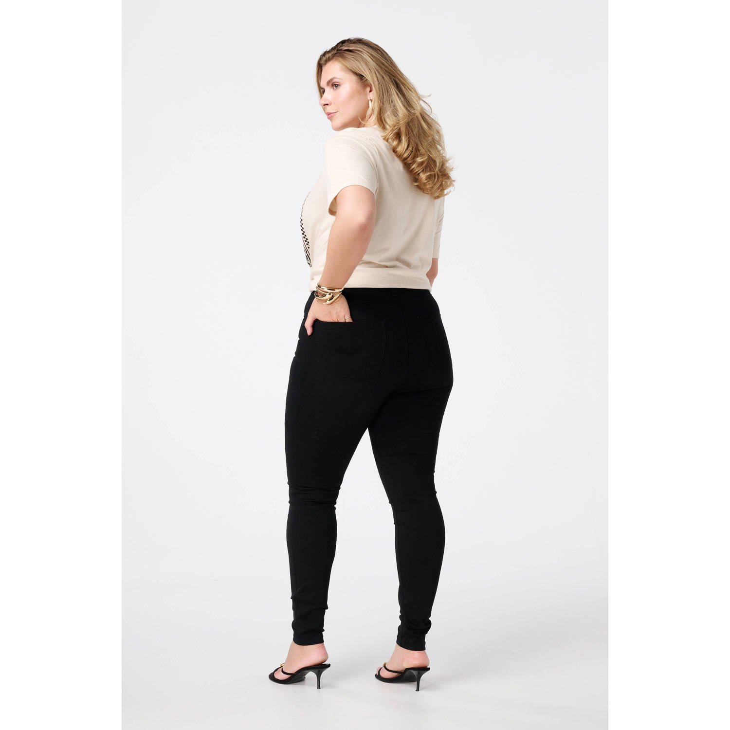 MS Mode high waist skinny jeans zwart