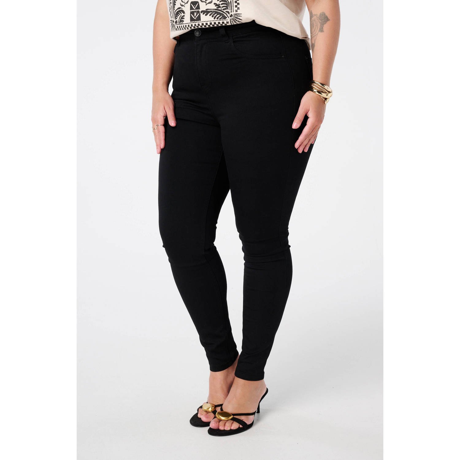 MS Mode high waist skinny jeans zwart