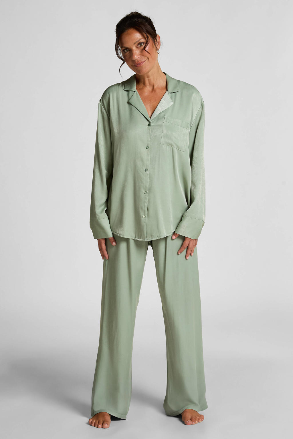 Hunkemöller satijnlook pyjamabroek Ayla olijfgroen