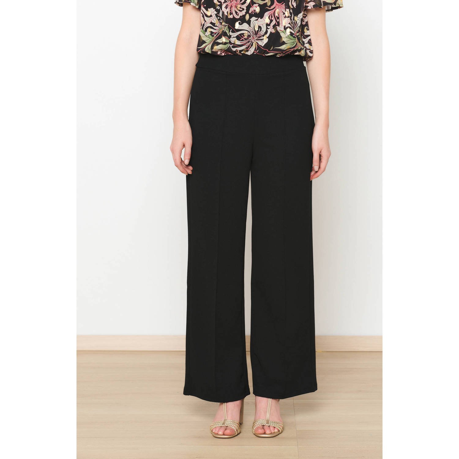 LOLALIZA wide leg regular waist broek zwart