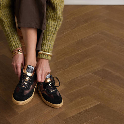 Manfield suède sneakers zwart/brons