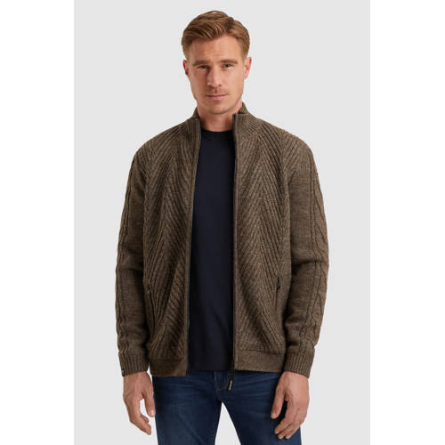 Vanguard vest met wol met ingebreid patroon bruin afbeelding