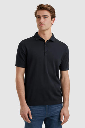 regular polo gebreid donkerblauw
