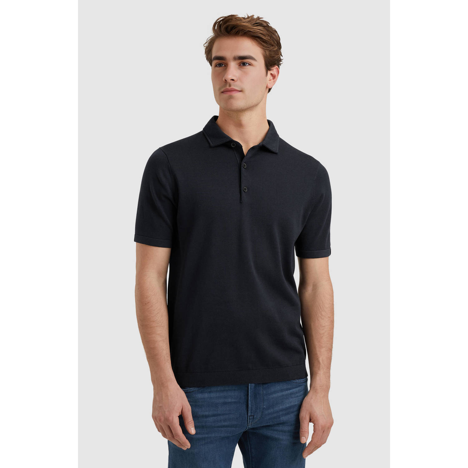Vanguard regular polo gebreid donkerblauw