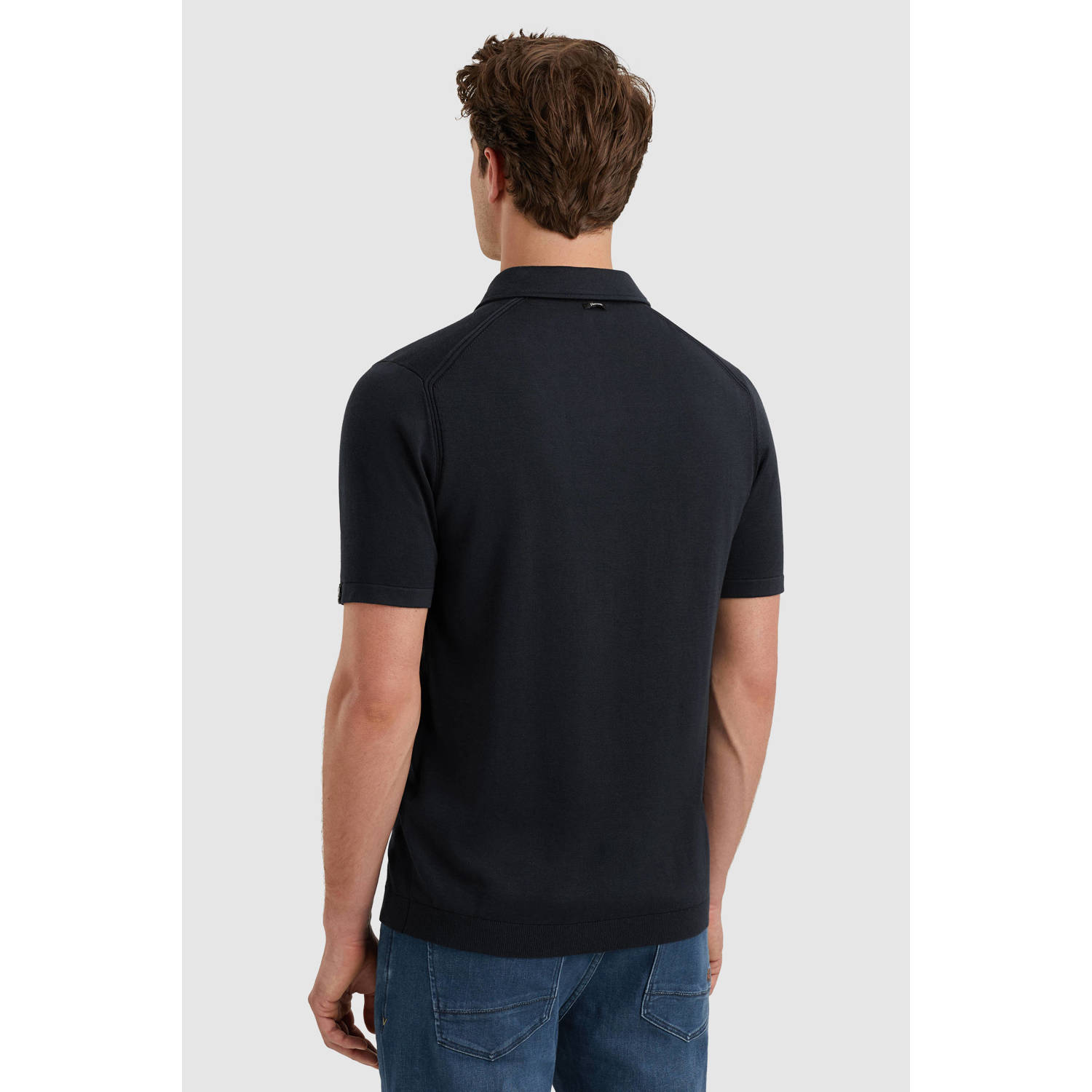 Vanguard regular polo gebreid donkerblauw