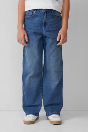 baggy waist wide leg jeans medium blue denim