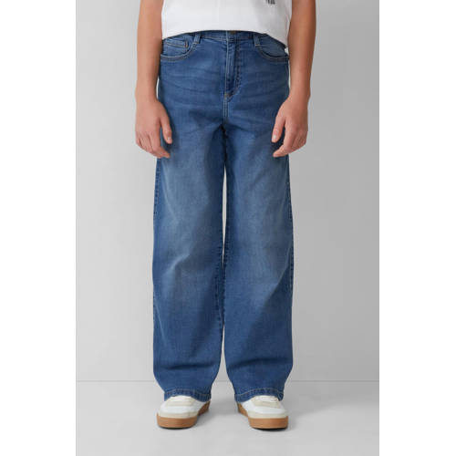 s.Oliver baggy  waist wide leg jeans medium blue denim afbeelding