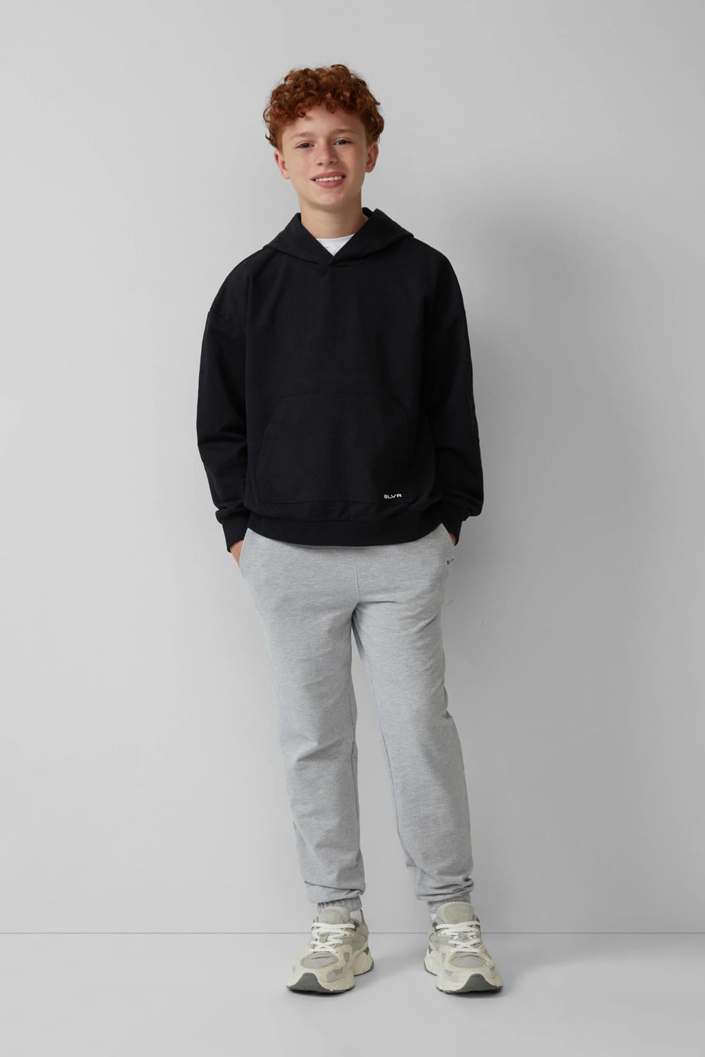 Zwarte jongens s.Oliver sweater met effen, lange mouwen en capuchon