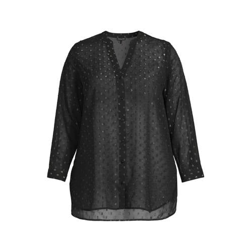 GREAT LOOKS blouse met zilveren all-over lurex print zwart/zilver afbeelding