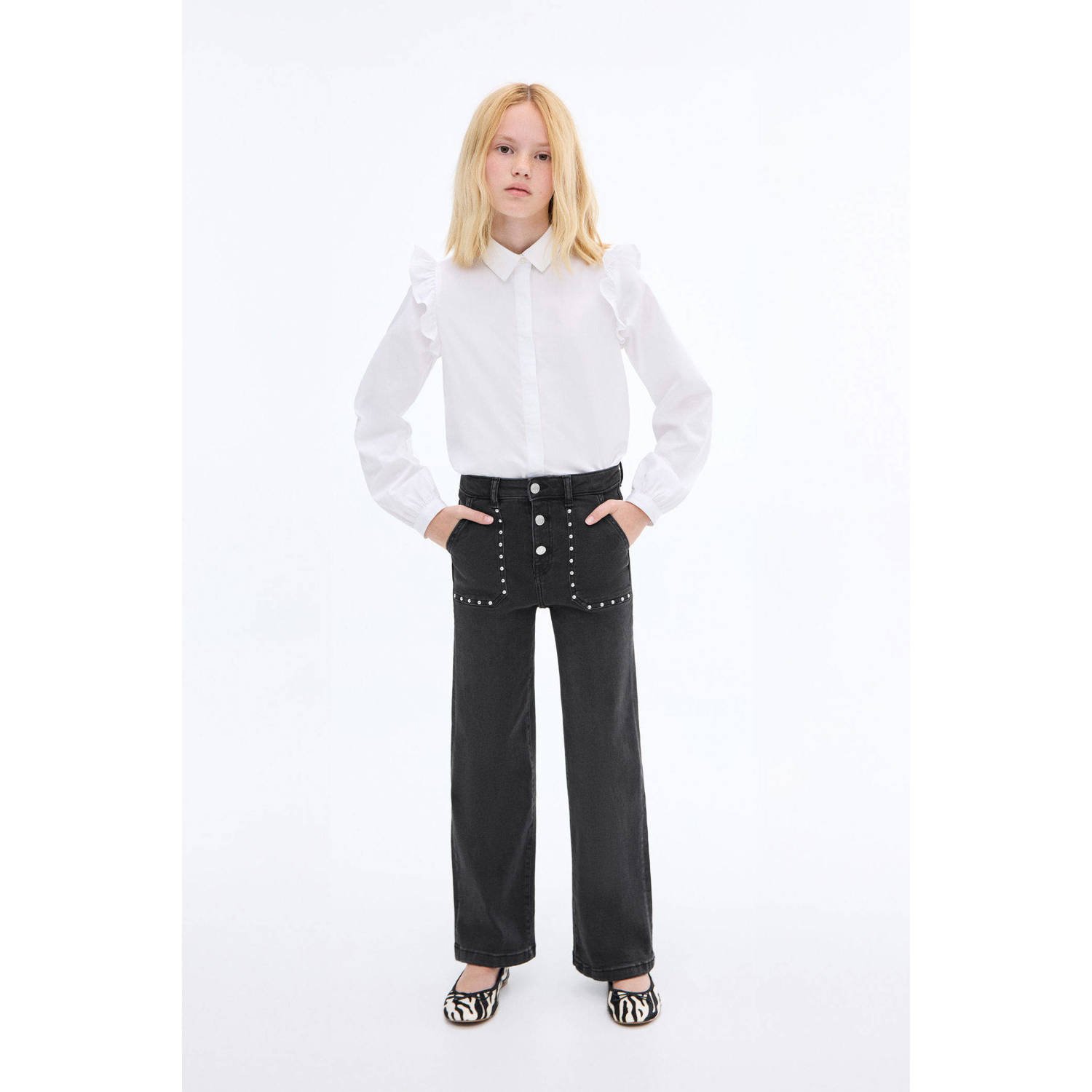 Mango Kids straight leg jeans antraciet