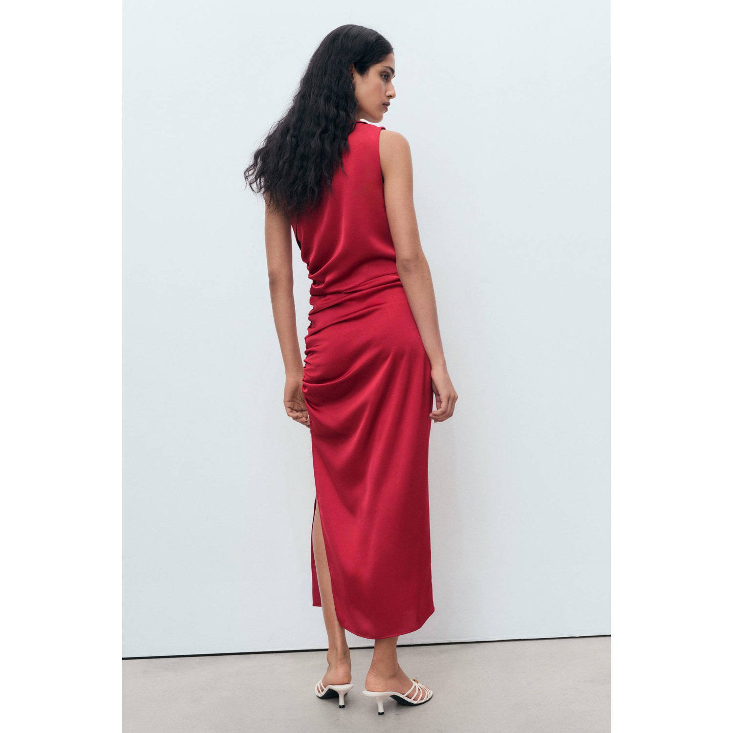 Mango one shoulder jurk rood