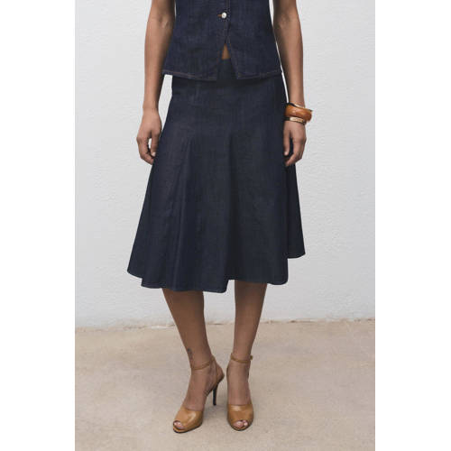Mango spijkerrok dark blue denim afbeelding