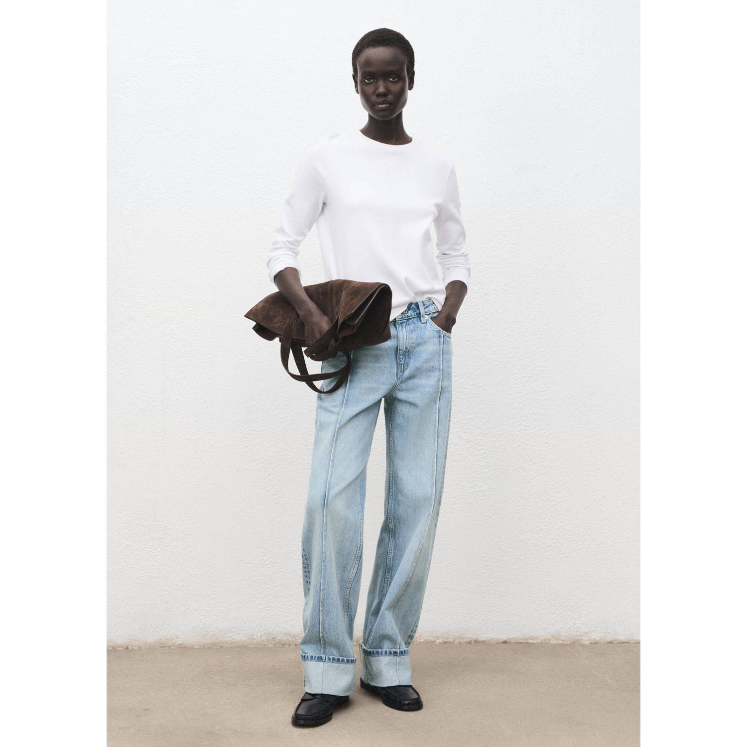 Mango straight leg jeans light blue denim
